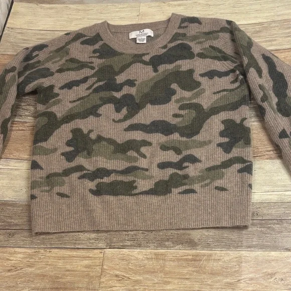 Magaschoni Cashmere Camouflage Pullover Crewneck Sweater Large - Picture 3 of 4